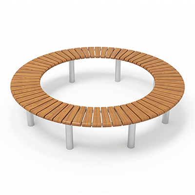 Rendered image on white background of Sofiero circle bench.